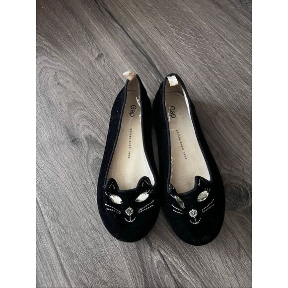 Gap black velour kitty flats Girl’s size 1 - Picture 1 of 4
